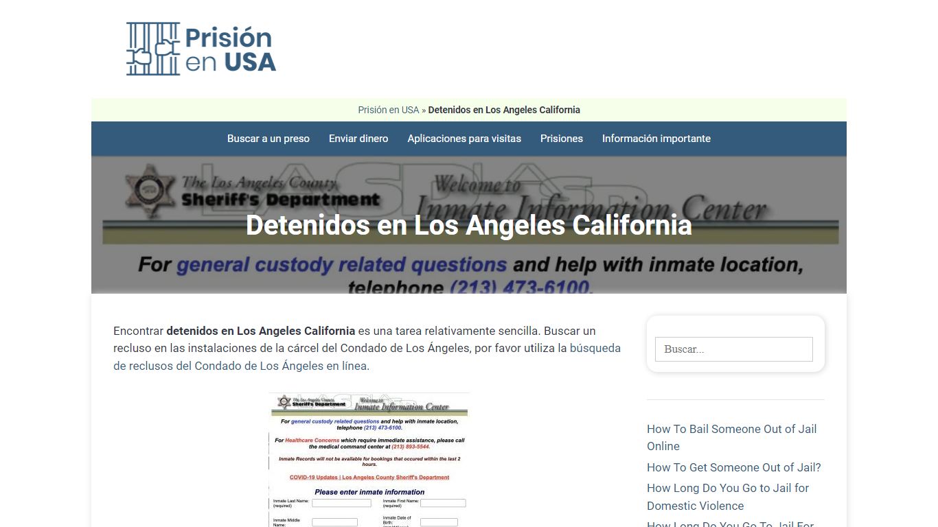 🥇 Detenidos en Los Angeles California: Buscar presos en Los Angeles